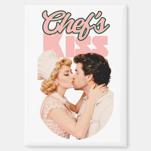 Imán Beso de Chef Ilustración Retro Ama de Casa Coque