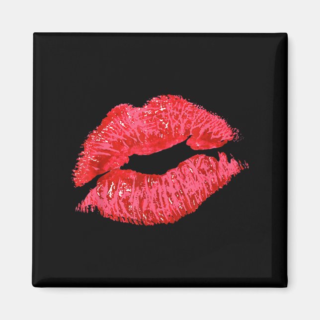 Imán Beso de Labios Rojo Pintalabios (Frente)