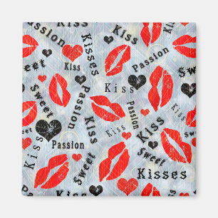 Imán Beso, labios rojos.