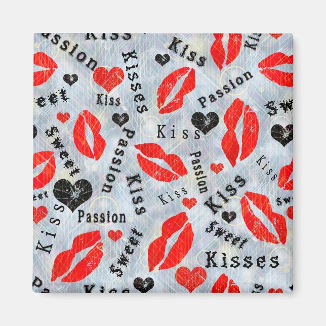 Imán Beso, labios rojos. (Frente)
