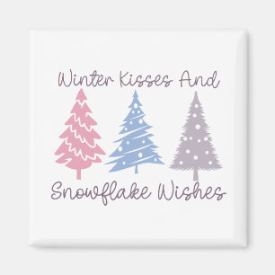 Imán Besos de invierno y deseos de copas de nieve