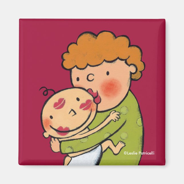 Imán Besos de pintalabios rosados para bebé (Frente)