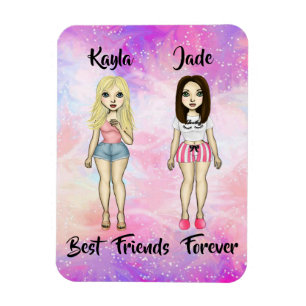 Imán Best Friends Forever Blonde and Brunette Custom  