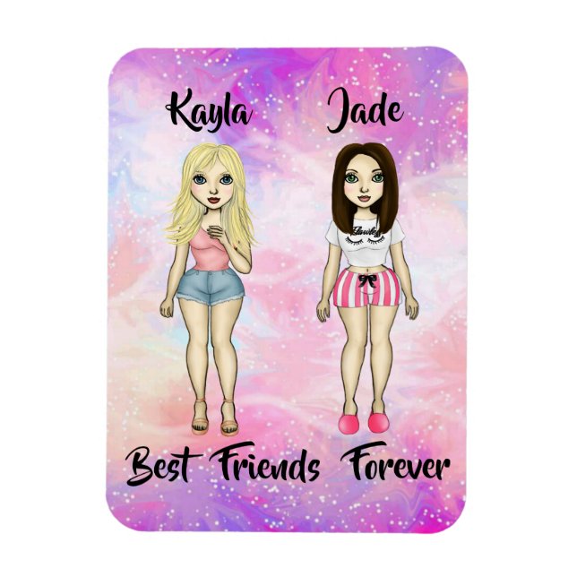 Imán Best Friends Forever Blonde and Brunette Custom   (Vertical)
