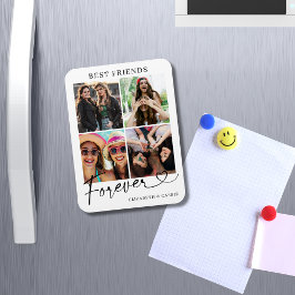 Imán Best Friends Forever Photo Collage Heart Script
