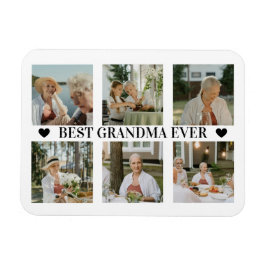 Imán Best Grandma Ever Photo Collage – Gift with Hearts
