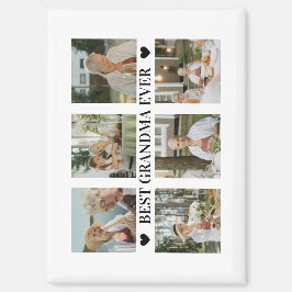 Imán Best Grandma Ever Photo Collage – Gift with Hearts
