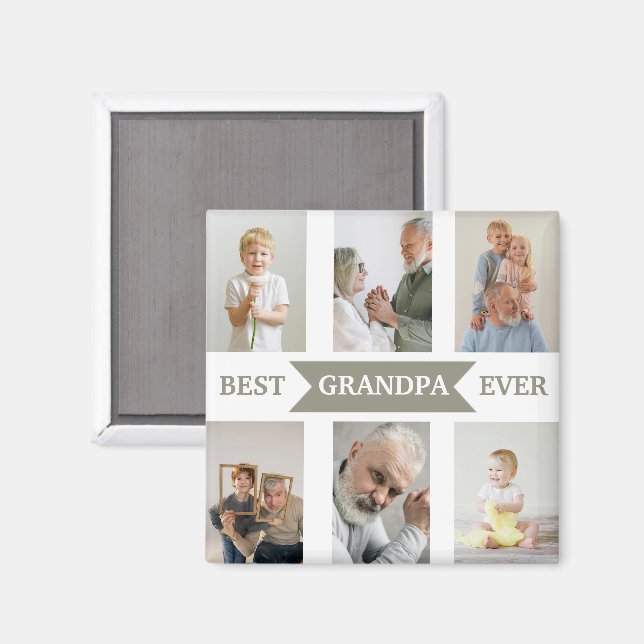 Imán Best Grandpa Ever | Custom Photos Magnet (Anverso/Reverso)
