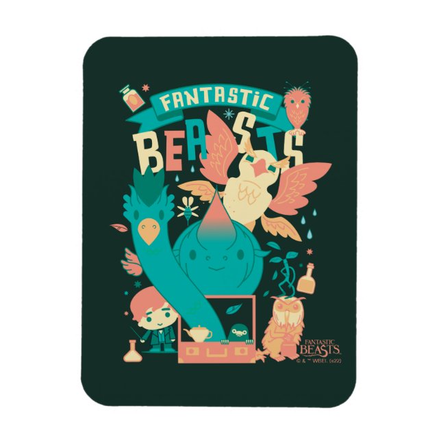 Imán Bestias Fantásticas personalizados Con Newt Scaman (Vertical)
