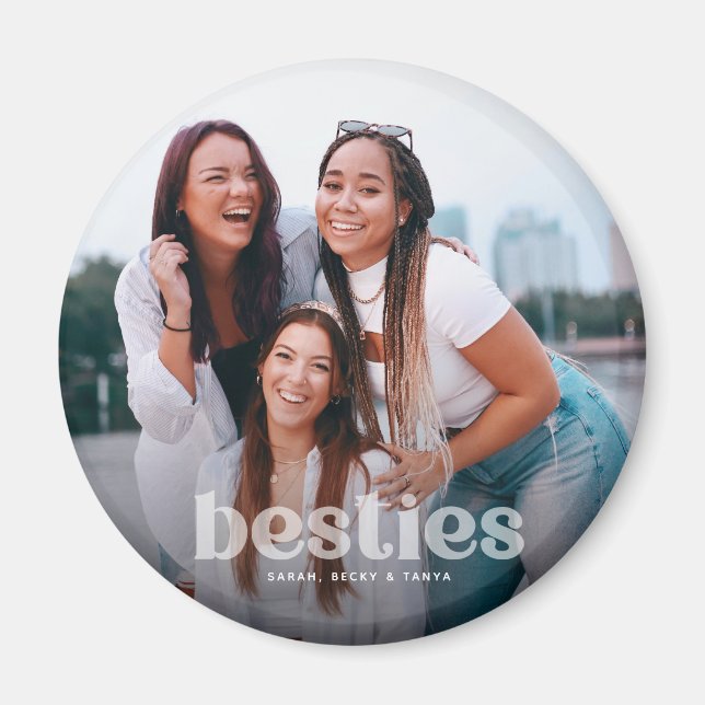 Imán Bestie Trendy Typography Photo Keepsake (Frente)