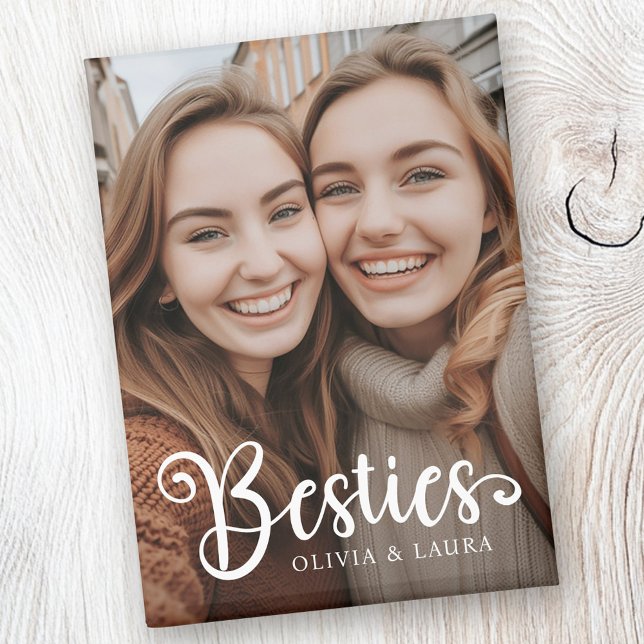 Imán Besties mejores amigos nombres personalizados foto (Besties best friends custom names photo magnet)