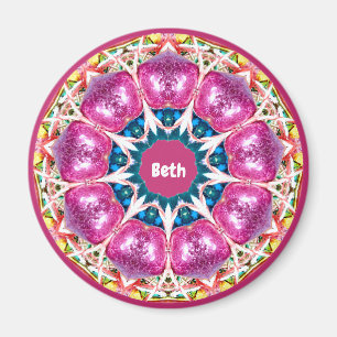 Imán BETH ~ Fractal de patrón 3D rosado personalizado ~