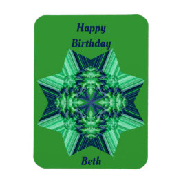 Imán BETH ~ Tarjeta de cumpleaños azul verde Estrella o
