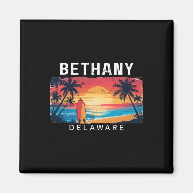 Imán Bethany Beach Delaware Hombres Mujeres Surfeando  (Frente)