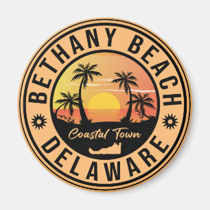 Imán Bethany Beach Delaware Palm Trees Retro Sunset 80