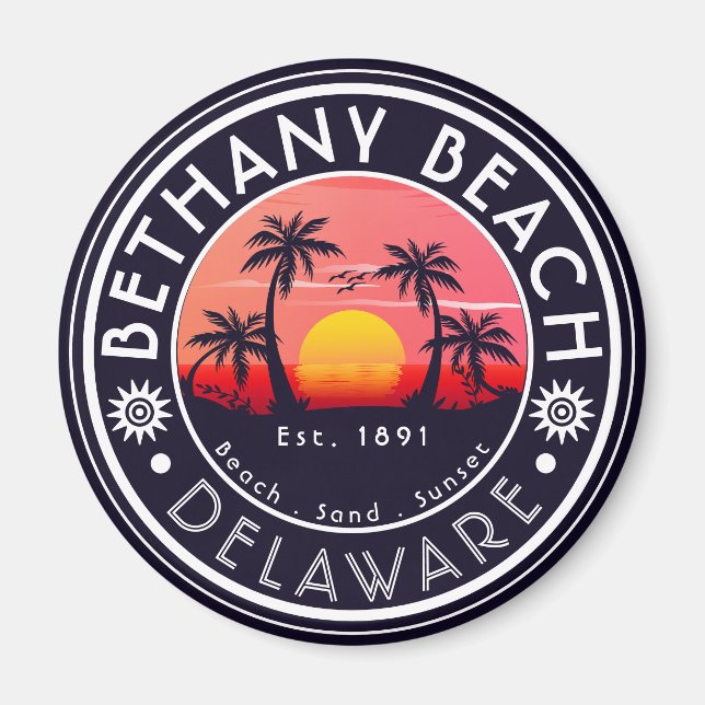 Imán Bethany beach Delaware Sunset Beach Palm Tree 80 (Frente)