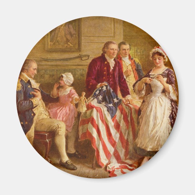 Imán Betsy Ross 1777 por Jean Leon Gerome Ferris (Frente)