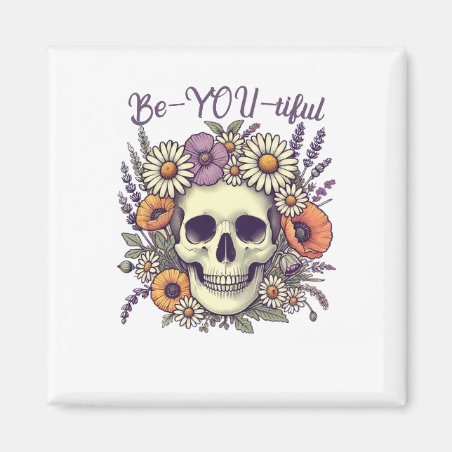 Imán BeYoutiful Skull & Flowers (Frente)