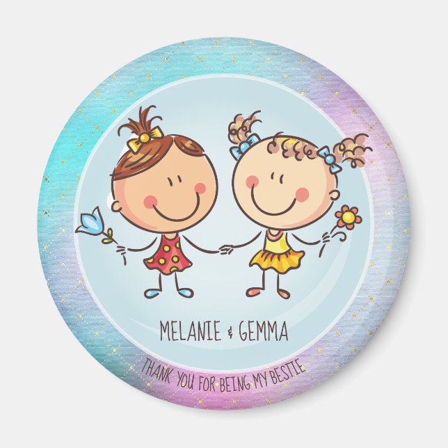 Imán BFF lindo Besties Kawaii regalos para Chicas amigo (Frente)