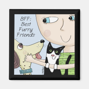 Imán BFF: Mejor amigo-persona con perro y gato