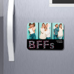 Imán BFFs Best Friends Photo Personalized Name Girly<br><div class="desc">This design features a modern BFF text made of girly hearts and three photo jigsaw puzzle with your personalized names. Celebrate your friendship with your best friends with this gorgeous gift. Add your own photos and edit the names in the text boxes provided #puzzle #jigsaw #jigsawpuzzles #games #fun #gift #gifts...</div>