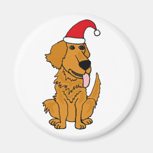 Imán BH golden retriever en botón del navidad del gorr
