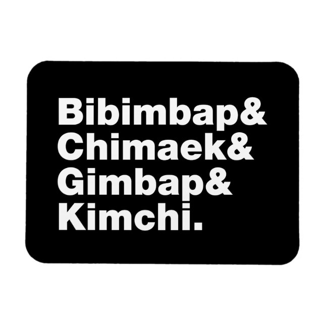 Imán Bibimbap y Chimaek, Gimbap y Kimchi. Alimentos cor (Horizontal)