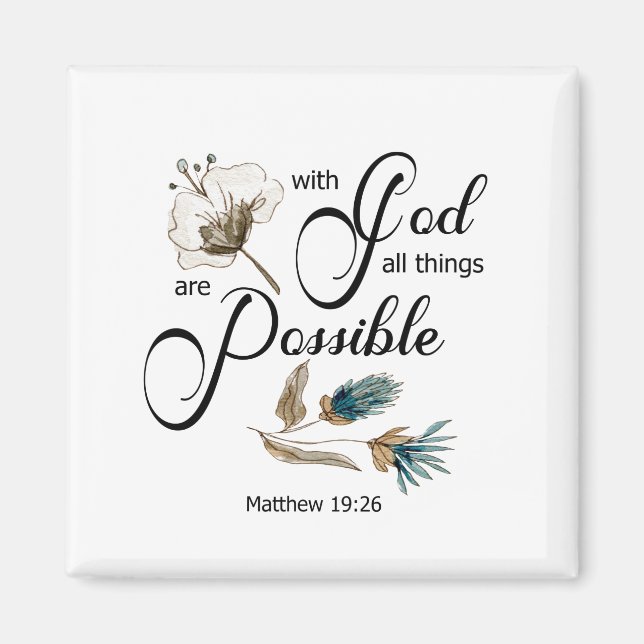 Imán BIble verse con Dios todas las cosas son posibles (Frente)