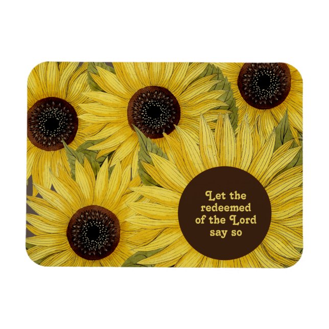 Imán Biblia cristiana versus girasoles amarillos rusos (Horizontal)