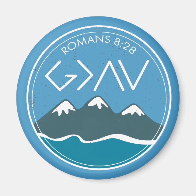Imán Biblia cristiana versus romanos 8:28 Dios es más g (Frente)