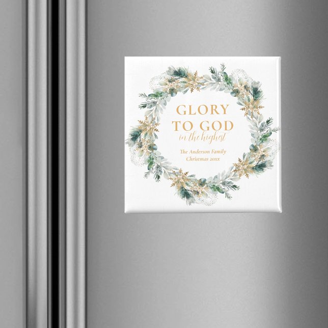 Imán Biblia de invierno contra Navidades religiosos (Religious Christmas magnet with winter greenery. Perfect as a stucking stuffer, gift basket item.)