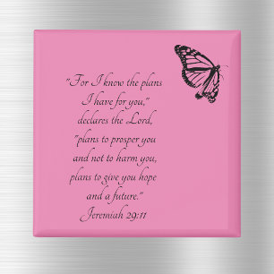 Imán Biblia Personalizado rosa versus mariposa Jeremiah