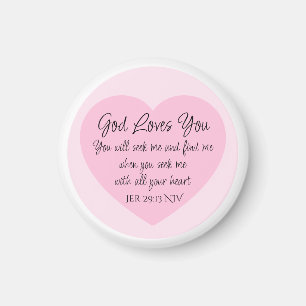 Imán Biblia Verso Corazón Rosa Elegante Fe Cristiana