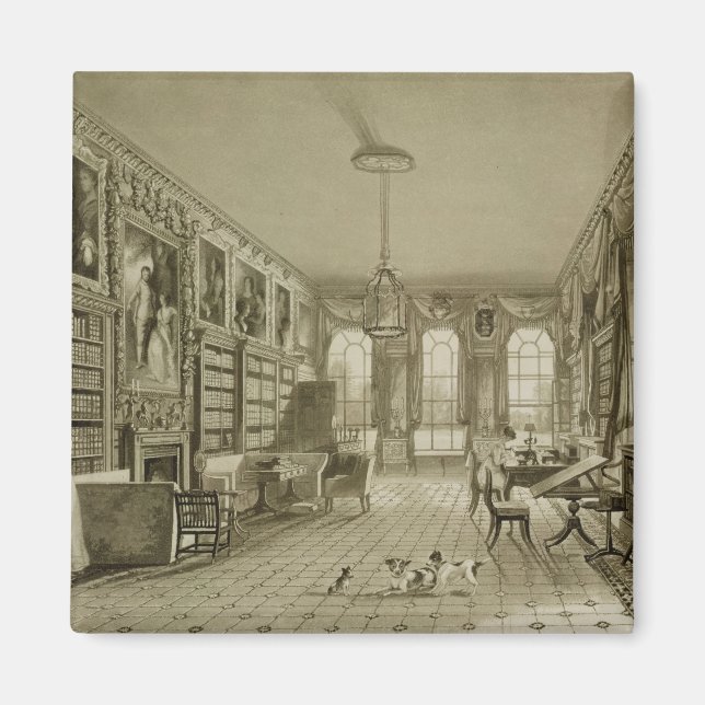 Imán Biblioteca como salón, Cassiobury Park, c.1815, (Frente)