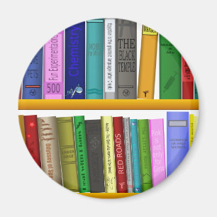 Imán biblioteca de libros estantes leyendo
