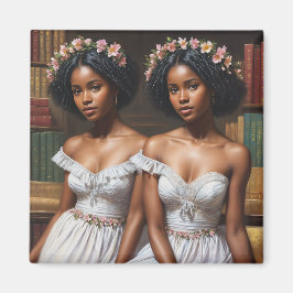 Imán Biblioteca hermanas gemelas Melanin Gemini