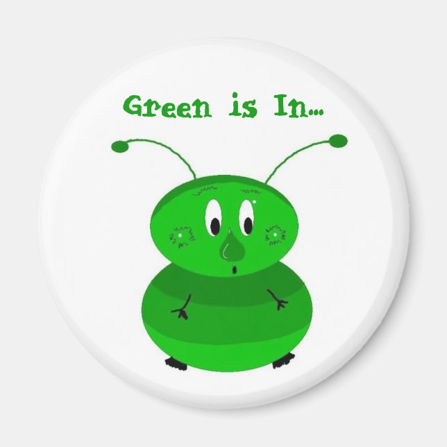 Imán Bicho Verde Divertido (Frente)