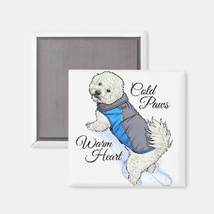 Imán Bichón de nieve de corazón cálido