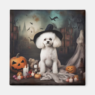 Imán Bichon Frise Calabazas Halloween Espeluznante