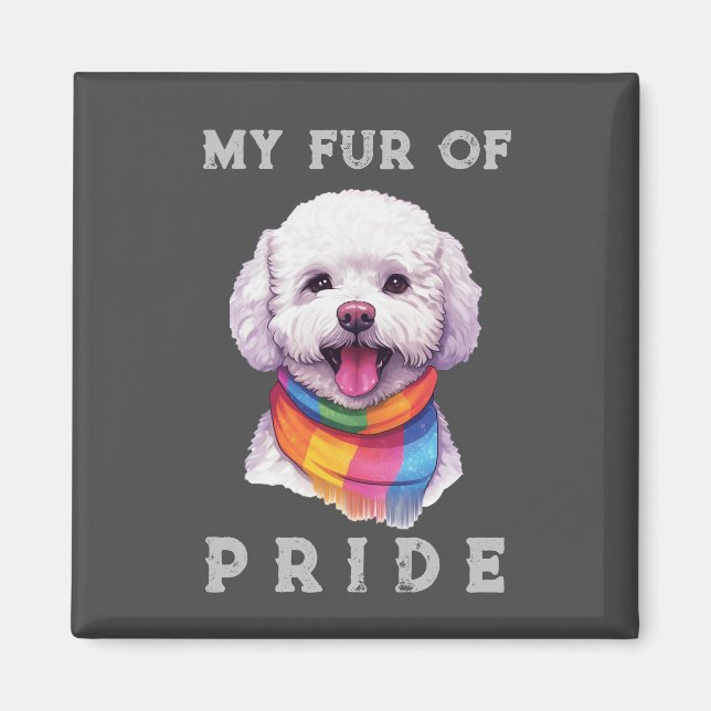 Imán Bichon Frise Dog Rainbow Funny My Fur Prinet Magne (Frente)