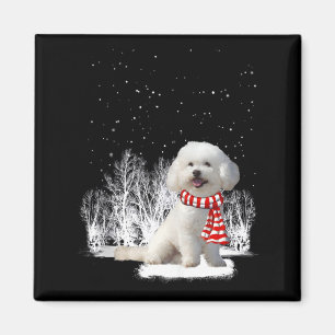 Imán Bichon Frise En La Nieve Feliz Navidad Invierno