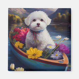 Imán Bichon Frise en una paleta: Una aventura escénica
