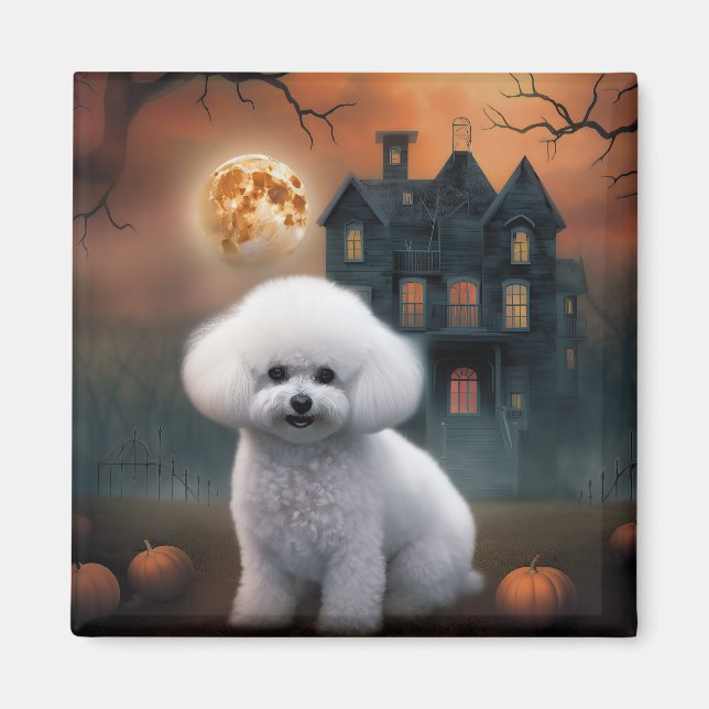 Imán Bichon Frise Halloween de terror (Frente)