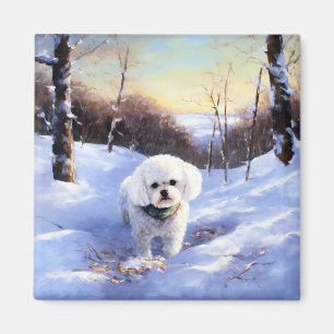 Imán Bichon Frise Let It Snow Navidades