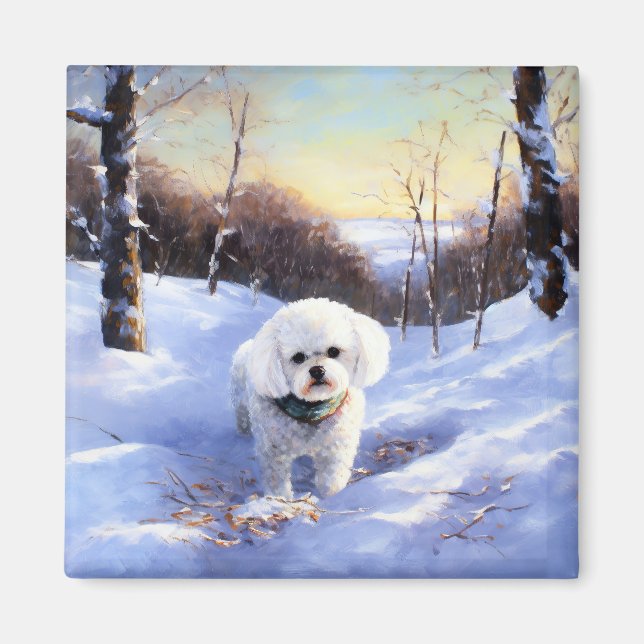 Imán Bichon Frise Let It Snow Navidades (Frente)