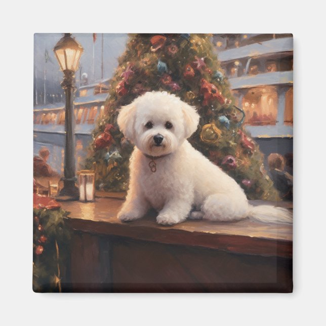 Imán Bichon Frise Navidad Crucero: Pawsome Fiesta  (Frente)