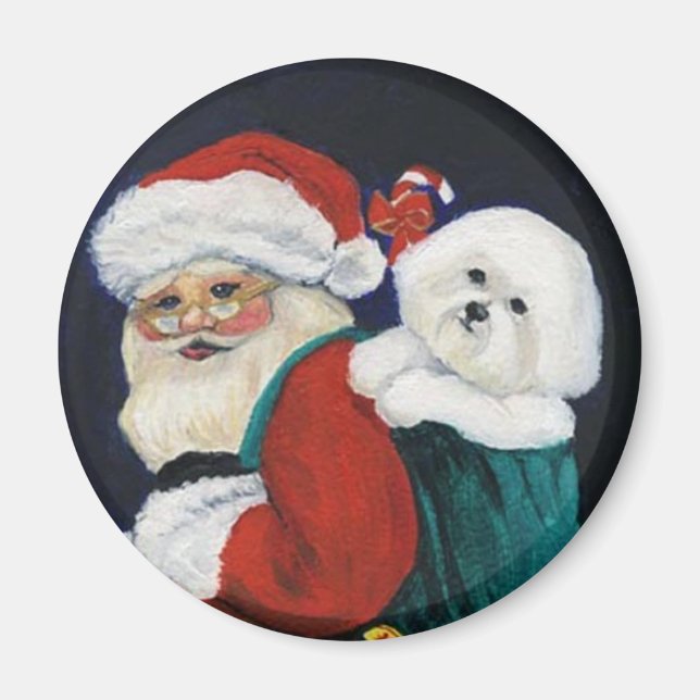 Imán "Bichon Frise & Santa" Dog Art Magnet (Frente)