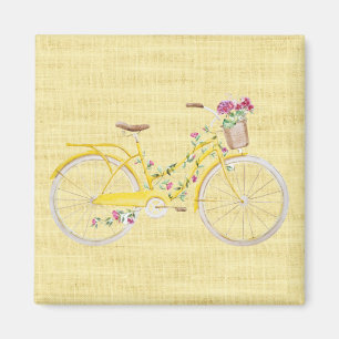 Imán Bici amarilla acuarela