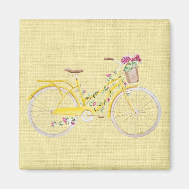 Imán Bici amarilla acuarela (Frente)