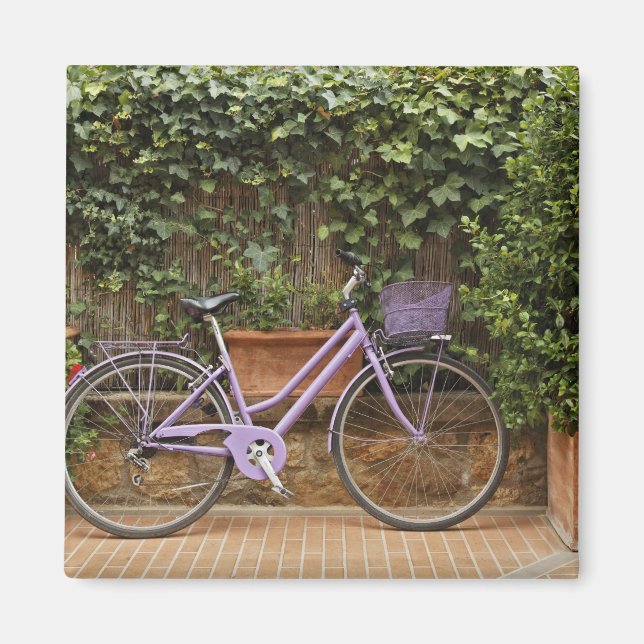 Imán Bicicleta aparcada, Pienza, Italia, Toscana (Frente)